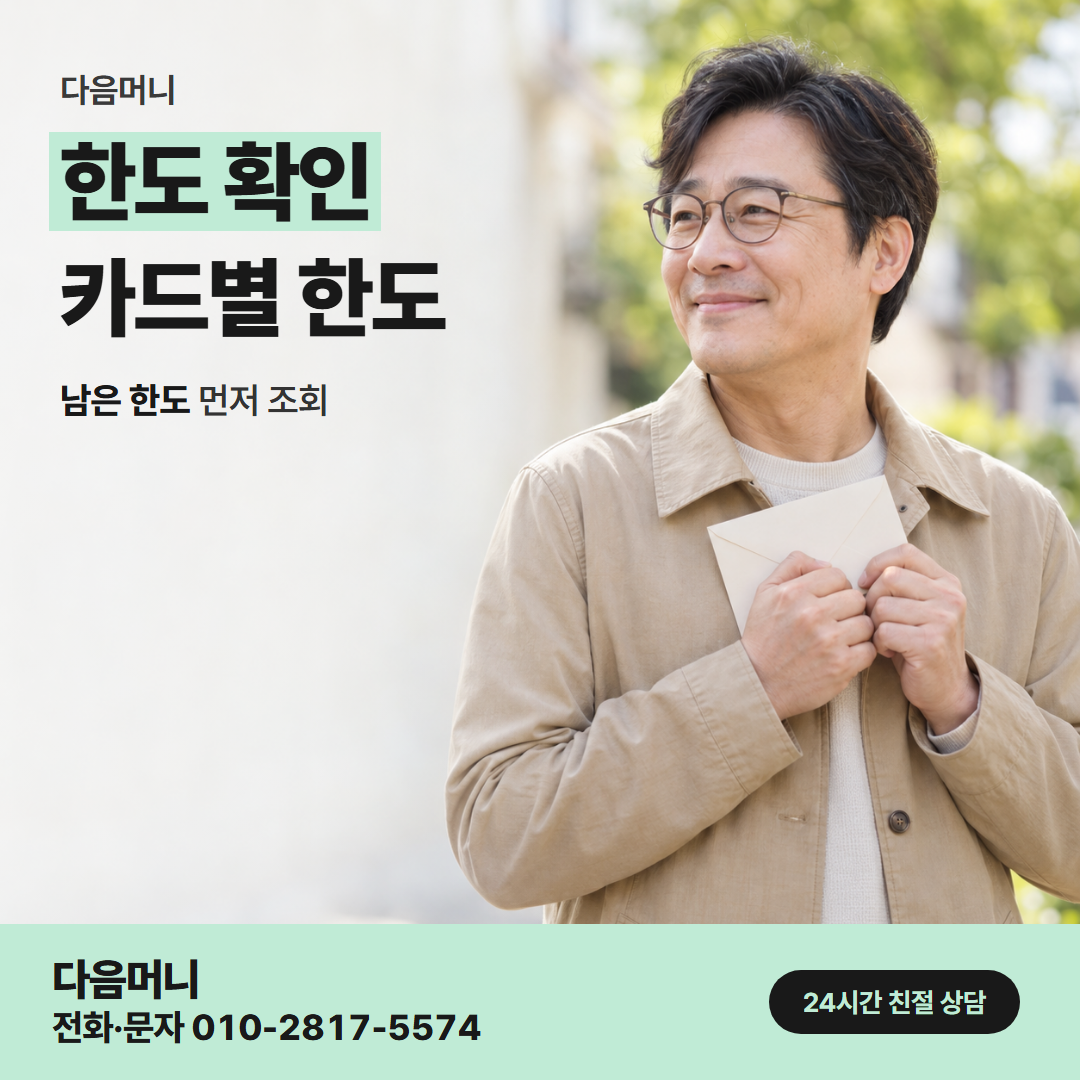 다음머니 둔산카드깡 처음 조회해 보는 카드 한도